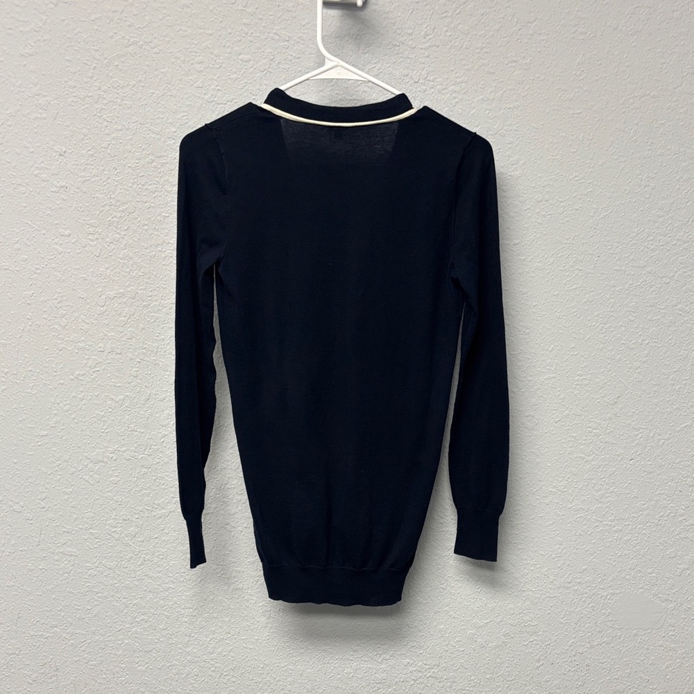 J. Crew Navy Blue W’s XS Cardigan with White Trim. 100% Cotton. Gently Used. - Picture 5 of 10